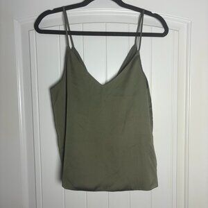 Bar III Olive Green Sleeveless Top with Bow Tie Open Back Medium